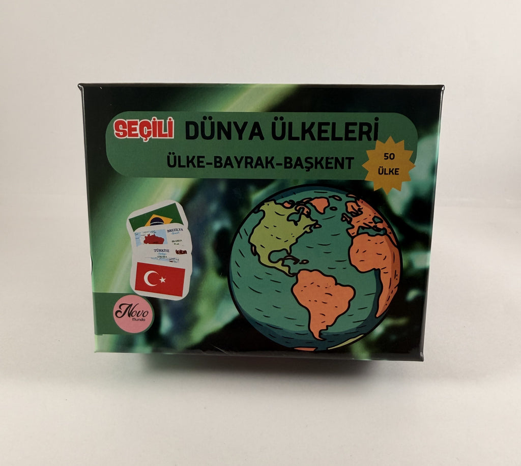 Seçili 50 Dünya Ülkeleri-Harita-Bayrak-Başkent Kartları
