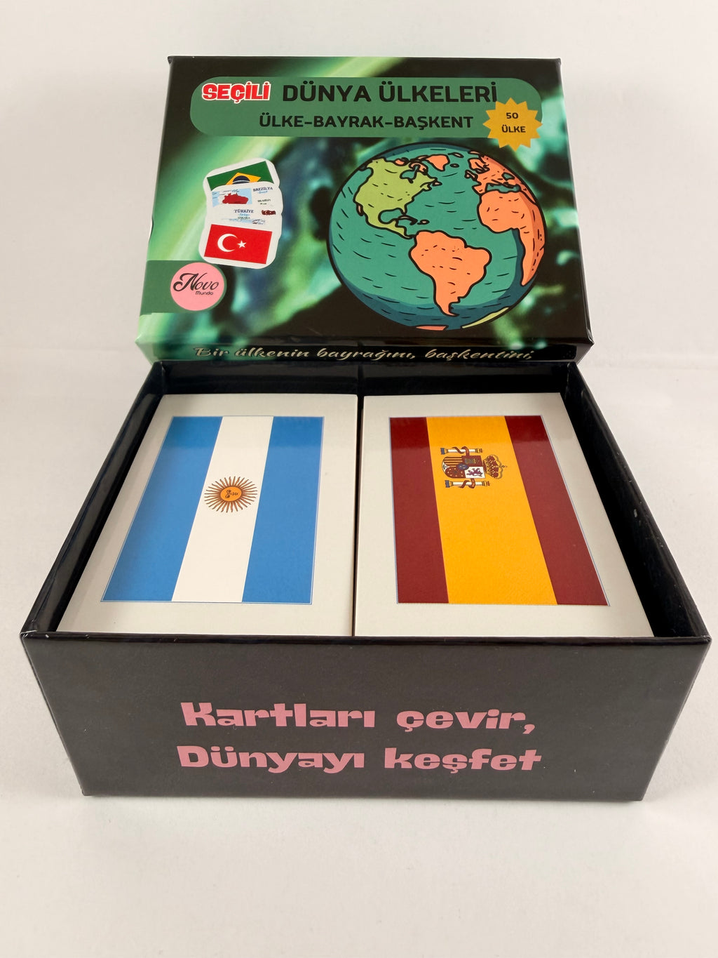 Seçili 50 Dünya Ülkeleri-Harita-Bayrak-Başkent Kartları