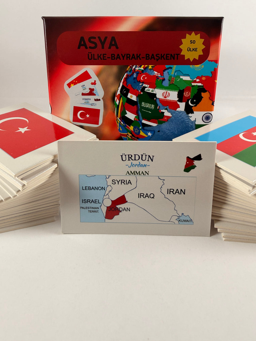 Tüm Dünya Ülkeleri Harita, Bayrak ve Başkent Kartları 4’lü Avantaj Seti