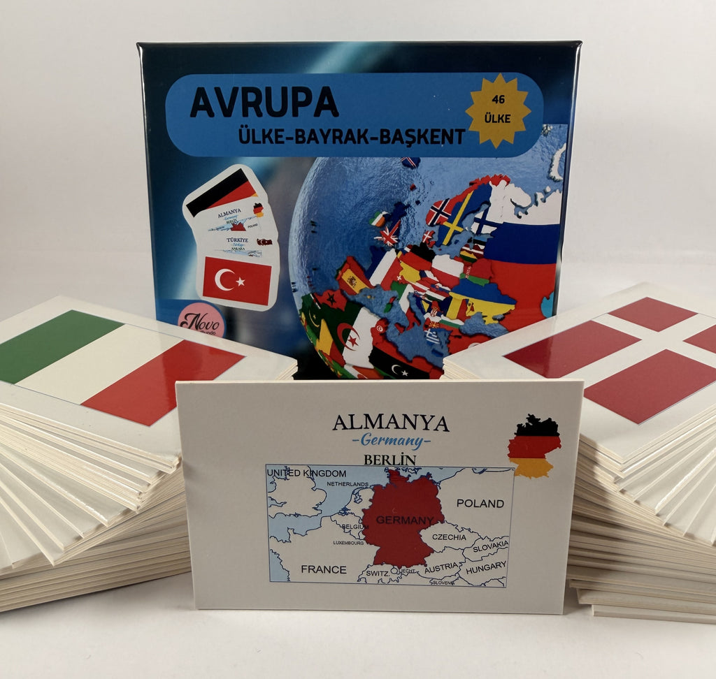 Avrupa Ülkeleri-Harita-Bayrak-Başkent Kartları